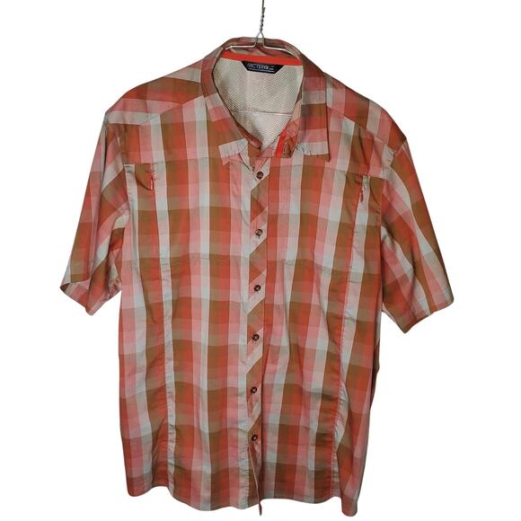 Arc'teryx Other - Arc'teryx Plaid Hiking Trail Shirt Side Zips Men's L Orange Pink Outdoor
